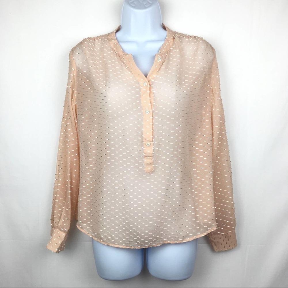 J. Crew Coral Sheer Textured Detail Blouse Size 4